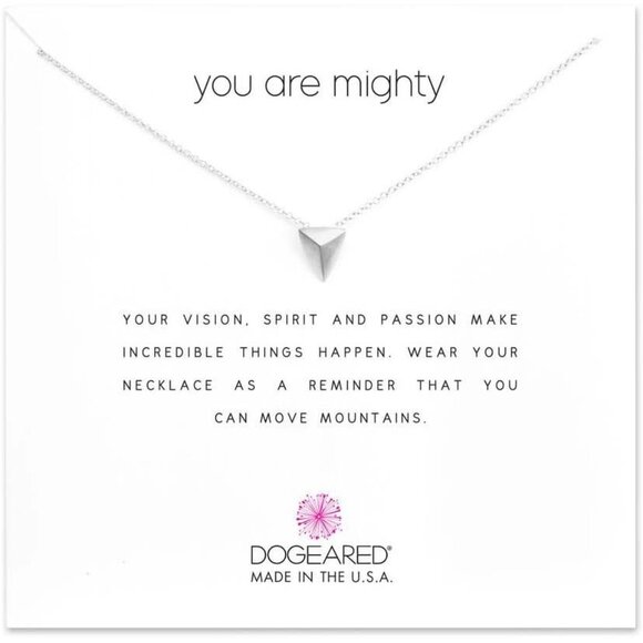 Dogeared "You Are Mighty" Pyramid Sterling Silver Pendant Necklace 18" NEW - Picture 1 of 2